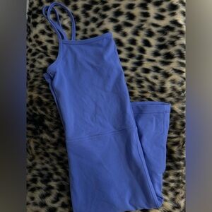 Aritzia blue shorts workout/pilates onesie.